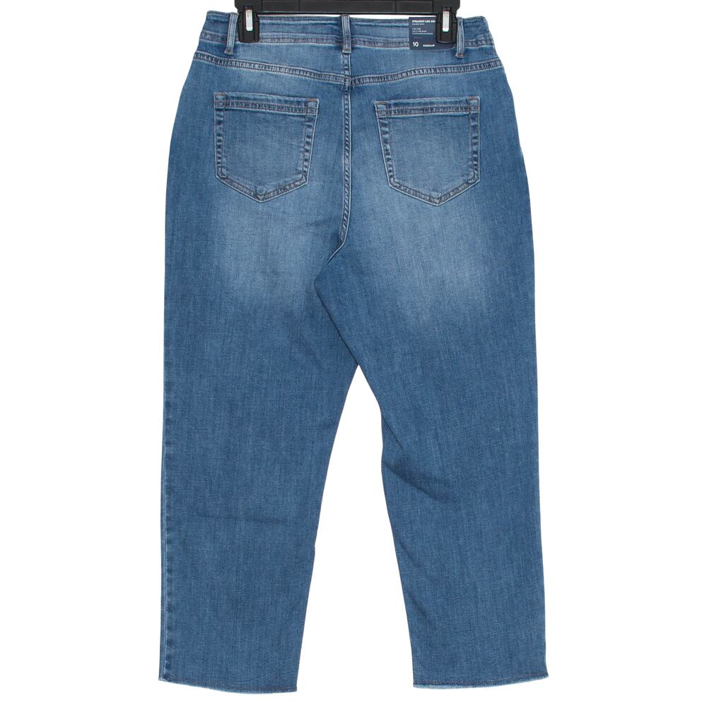 NWT J Jill Jeans Curvy High Rise Straight Crop Blue Raw Hem 10 Minimalist Casual - Picture 2 of 7